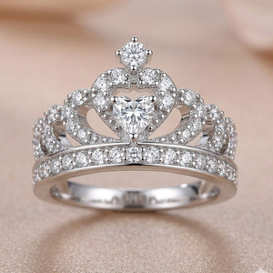 <b>Crown</b> Shape Silver <b>Crown</b>-Style Prong-Set Zircon <b>Ring</b> for Women - Product Image 4