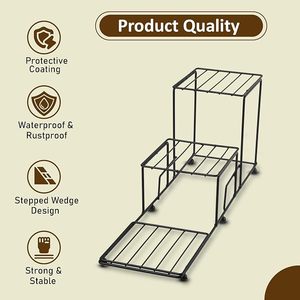 Modern Metal Flower <b>Stand</b> With Three Tiered Levels For Indoor <b>Plants</b> And <b>Pots</b> Powder Coated Finish Minimalist Design - Product Image 4