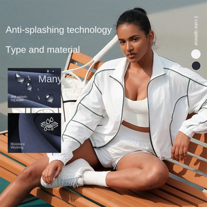Women Windbreaker and Shorts Set <b>Lightweight</b> Waterproof Tracksuit Cropped <b>Jacket</b> Athleisure <b>Running</b> Gym Wear OEM - Product Image 5