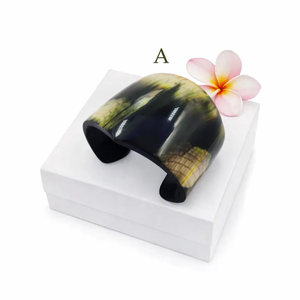 กำไลข้อมือเขาควายธรรมชาติเป็นมิตรต่อสิ่งแวดล้อม | กำไลข้อมือกว้างทันสมัย | สร้อยข้อมือของขวัญแต่งงานแฮนด์เมด | เหมาะกับทุกเพศ - Product Image 2
