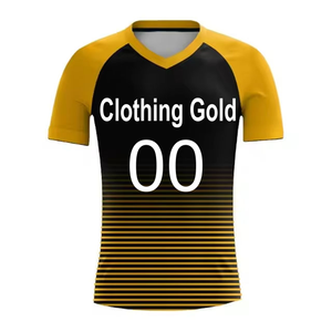 Conjunto de Camiseta de Fútbol Personalizada para Hombre, Degradado Blanco y Verde, Cuello en V, Manga Corta, Ropa de Poliéster que Absorbe la Humedad, Dorado - Product Image 3