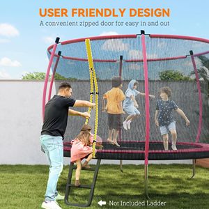 Trampolino da Esterno Rosa da 3 Metri Approvato ASTM per Bambini, Grande Trampolino con Rete di Protezione da 4,2 Metri, Pali Curvi e Cuscinetto di Sicurezza - Product Image 5