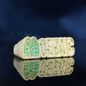 Anillo de Plata 925 con Oro de 24K y Diamantes, Estilo Hiphop para Hombre, Corte Brillante Redondo, Incrustaciones de Corte Brillante Redondo, para Uso Diario - Product Image 3