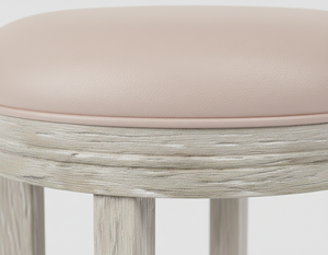 Tabouret de bar moderne à cadre circulaire en bois de caoutchouc massif, tabouret de bar minimaliste en bois de caoutchouc avec siège rond - Product Image 2