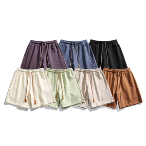 Pantalones Cortos Bermuda de Algodón para Hombre, Transpirables, Sólidos, Casuales, Étnicos, con Cordón, Color Marrón - Product Image 3