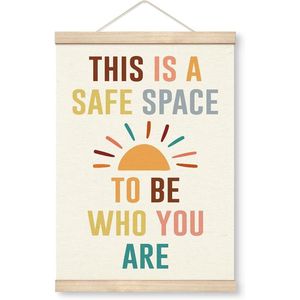 Appendiabiti da porta per sala terapia con legno e poster in tela per decorazioni da consulenza e opere d'arte in tela da appendere - Product Image 1