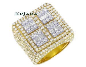 Bague en argent 925 pour homme avec diamants taille baguette cultivés en laboratoire, bijoux de mariage de luxe - Product Image 1