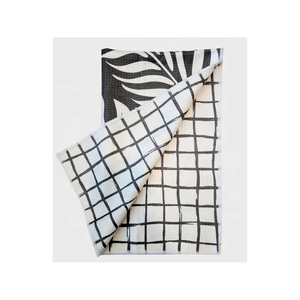 Grilles de feuilles faites à la main Golf brodé 100% coton torchons de cuisine 250 GSM séchage rapide Style minimaliste Inde OEM quantité minimale de commande 100 en vrac - Product Image 1