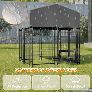 Outdoor Heavy Duty Dog Kennel with Safe Lock Design 4.23 X 3.83 X 4.83 Roof Welded Wire <b>Crate</b> for All Weather Protection - Product Image 4