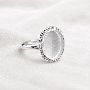 925 Sterling Silver Oval 8x10mm Bezel <b>Ring</b> Setting Semi Mount <b>Ring</b> <b>Blank</b> for Oval Cabochon Gemstone DIY Jewelry Making - Product Image 1