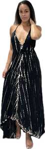 Robe maxi bohème en rayonne tie-dye, col halter, dos ouvert, robe d'été - Product Image 5