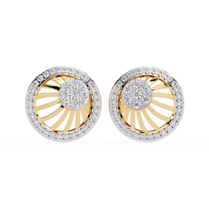 Pendientes SOLITAIREKART con Diamante Natural de 0.38ct con Halo Sunlit, Color HI, Claridad VS-SI, Oro Amarillo de 14 Quilates - Product Image 1