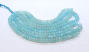 Cuentas de Calcedonia Azul Agua Natural en Forma de Rondelle Lisa de 7-10 MM, Cuentas de Piedra Preciosa de Calcedonia Azul Agua en Forma de Rondelle de 16 Pulgadas para Joyería - Product Image 4