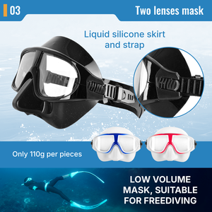 Máscara de Snorkel AROPEC de Doble Lente con Dos Ventanas, Cristal Templado de 4.0mm, Antivaho, Silicona, para Adultos, Deportes Acuáticos, Buceo - Product Image 4