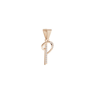 Pendentif Aarinya Vintage certifié IGI, initiale 'P' en or 14 carats, pavé de diamants, alphabet cursif 'P' - Product Image 5