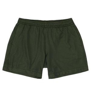 Pantalones Cortos para Hombre, Color Verde Oscuro Sólido, Malla Transpirable, Cintura Elástica, Casuales, Cortos, Tejido de Poliéster, Corte Medio, ODM - Product Image 3