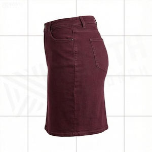 Women High Waist Denim Pencil <b>Skirt</b> Solid Color Mini <b>Tight</b> Fit Casual Style All Seasons Woven Fabric Pocket Design - Product Image 3