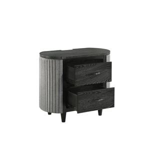 Cómoda contemporánea con tapicería negra, 3 cajones, 2 puertas y chapa de fresno para dormitorio, muebles de interior B24D1 - Product Image 2