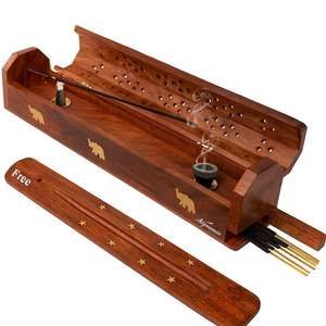 Porte-encens élégant en bois naturel pour temple, méditation, yoga, aromathérapie, bâtonnets parfumés, artisanat fait main - Product Image 1