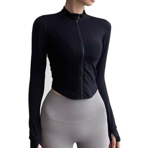 Women's Full Zip Thermal Training Running <b>Jacket</b> Quick Dry Comfort Slimming Tennis Jogging <b>Workout</b> 2 Piece Set Sport Bra Solid - Product Image 2