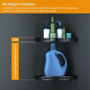 Adhesive Wall-Mounted Aluminum Bath Corner Shower <b>Shelves</b> No-Drilling Shower Organizer Rack Bathroom Storage <b>Basket</b> - Product Image 4