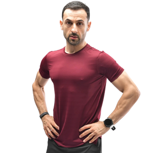 <b>Men's</b> Custom <b>Burgundy</b> Athletic Performance T-<b>Shirt</b> Lightweight Breathable Stretch Quick Dry Training Gym Sports Tee OEM wear - Product Image 1