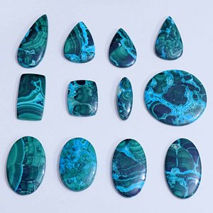 Cabochon ovale en chrysocolle et malachite naturelle de qualité supérieure, mélange de quartz, tailles personnalisables, sans embellissement, effet de couleur changeant - Product Image 6