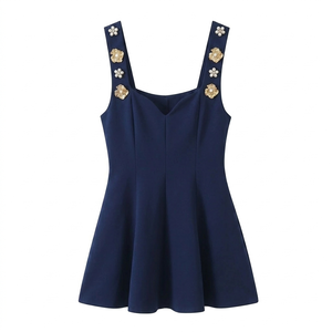 Débardeur sans manches pour femme avec bretelles en perles, respirant, coupe ajustée, robe de soirée, tenue d'été tendance, coupe classique - Product Image 1
