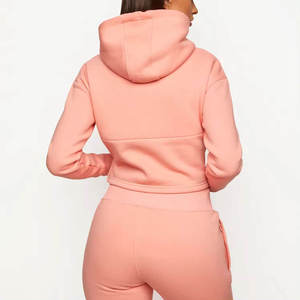 Conjunto de Sudadera Corta con Capucha Rosa y Pantalones Deportivos a Juego, Corte Ajustado, Ropa Casual de Otoño, Chándal de Punto Transpirable - Product Image 6