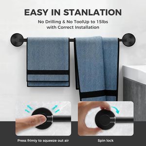 Porte-serviettes de bain mural moderne en acier inoxydable réglable de 14,6 à 24 pouces avec ventouse - Product Image 4