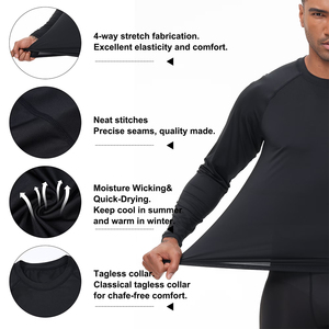 Custom Logo Quick Dry Breathable Long Sleeve T-Shirt Polyester Made Black Color Sport Men's Running T-Shirt - Product Image 5