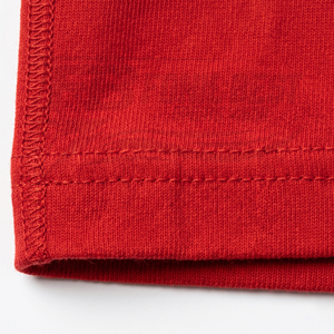 T-shirt en coton rouge uni à col rond et manches courtes pour homme, coupe classique, décontracté, en jersey tricoté, teinture unie, design vierge - Product Image 6