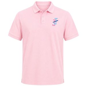 Light Pink Collared Polo <b>T</b> <b>Shirt</b> Featuring JJ Embroidered Letter Logo on Front Chest Only Blank Back Short Sleeve Casual Fashion - Product Image 1
