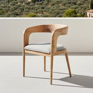 Silla de Comedor Diana para Exteriores, Fabricada en Madera de Teca Sólida con Cojín, Acabado Natural, Estilo Minimalista para una Vida Moderna e Industrial - Product Image 1