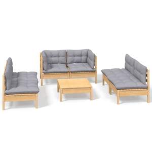Conjunto de Muebles de Jardín de Poliéster y Madera de Pino Gris Sólido - Product Image 2