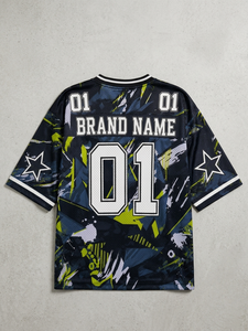 Custom OEM Dynamic Abstract Print Unisex American Football Jersey Boxy Sports Mesh Oversized Vintage <b>Soccer</b> Hip Hop Graphic Tee - Product Image 5