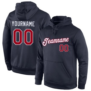 Custom Wholesale <b>Navy</b> Red White Hoodie Stitched Jersey Embroidery Fleece Pullover Breathable Team Sports Training Wear - Product Image 1