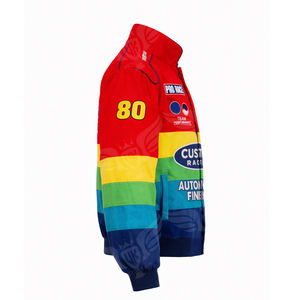 Blouson de course vintage personnalisé pour homme, finitions automobiles, blouson bomber color block, manteau streetwear rétro motorsport - Product Image 4