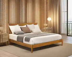 Marco de cama doble de lujo moderno Euro Top Queen de madera maciza MDF con diseño de impresión Fabricación de muebles de dormitorio de hotel de 5 estrellas - Product Image 3