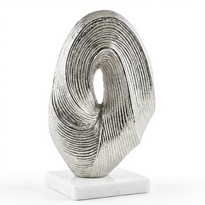 ประติมากรรมเกลียวเงินนามธรรมสมัยใหม่ รูปปั้นคลื่นอะลูมิเนียมร่วมสมัย งานศิลปะโลหะตกแต่ง ของประดับตกแต่งโต๊ะบ้านและสำนักงาน - Product Image 1