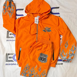 High Quality Winter Casual 2-Piece Windbreaker Shorts Hooded Jacket Streetwear Reflective Logo Zipper <b>Puller</b> Quick Dry Shorts - Product Image 1