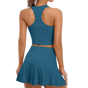 Women Tennis Skirt <b>Set</b> High Waist Pleated Skirt With Matching Sports Top Outfit Breathable Women Tennis Skirt <b>Set</b> - Product Image 4