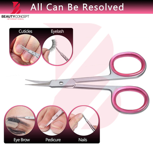 Tijeras para Cutículas de Alta Calidad con Mango de Goma Rosa, Acero Inoxidable, Precisión Profesional, con Estuche de Cuero - Product Image 2