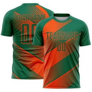 Camiseta de Fútbol Naranja y Verde de Primera Calidad, Tejido Interlock, Logotipo Personalizado, Nombre del Patrocinador, Número, Colores Personalizados, Uniforme - Product Image 3