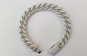 Elegante Pulsera de Tenis con Diamantes Creados en Laboratorio y Cadena de Acero Inoxidable con Eslabones Cubanos para Mujer, para Compra al por Mayor - Product Image 2