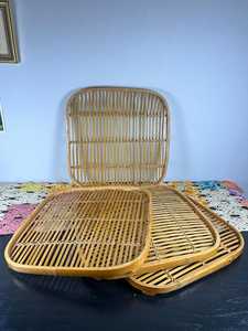 Juego de 4 bandejas de mimbre y bambú tejidas vintage, color tostado, 14x14, pequeñas, para servir, decoración natural para el hogar, proveedor mayorista, fabricante - Product Image 3