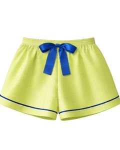 ชุดนอนผ้าซาตินสีเขียวมะนาวและสีน้ำเงินรอยัลสำหรับผู้หญิง ชุดนอนผ้าไหมสายเดี่ยวและกางเกงขาสั้น ชุดนอนนุ่มหรูหราสำหรับฤดูร้อน - Product Image 3