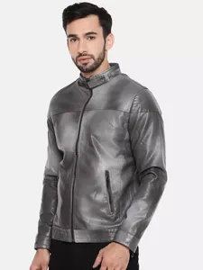 Men's <b>Smart</b> Casual Breathable Waterproof PU Leather High Street <b>Jacket</b> Black Embroidered Collar Zipper for Autumn OEM Service - Product Image 3