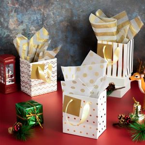 12 Pezzi Mini Sacchetti Regalo in Carta Metallizzata con Manici, Confezione all'Ingrosso per Natale, Ringraziamento, Halloween, Compleanni - Product Image 5