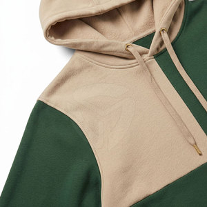 Sudadera con capucha para hombre, verde y beige, con logo bordado, estilo casual, corte regular, tejido de punto para otoño - Product Image 4